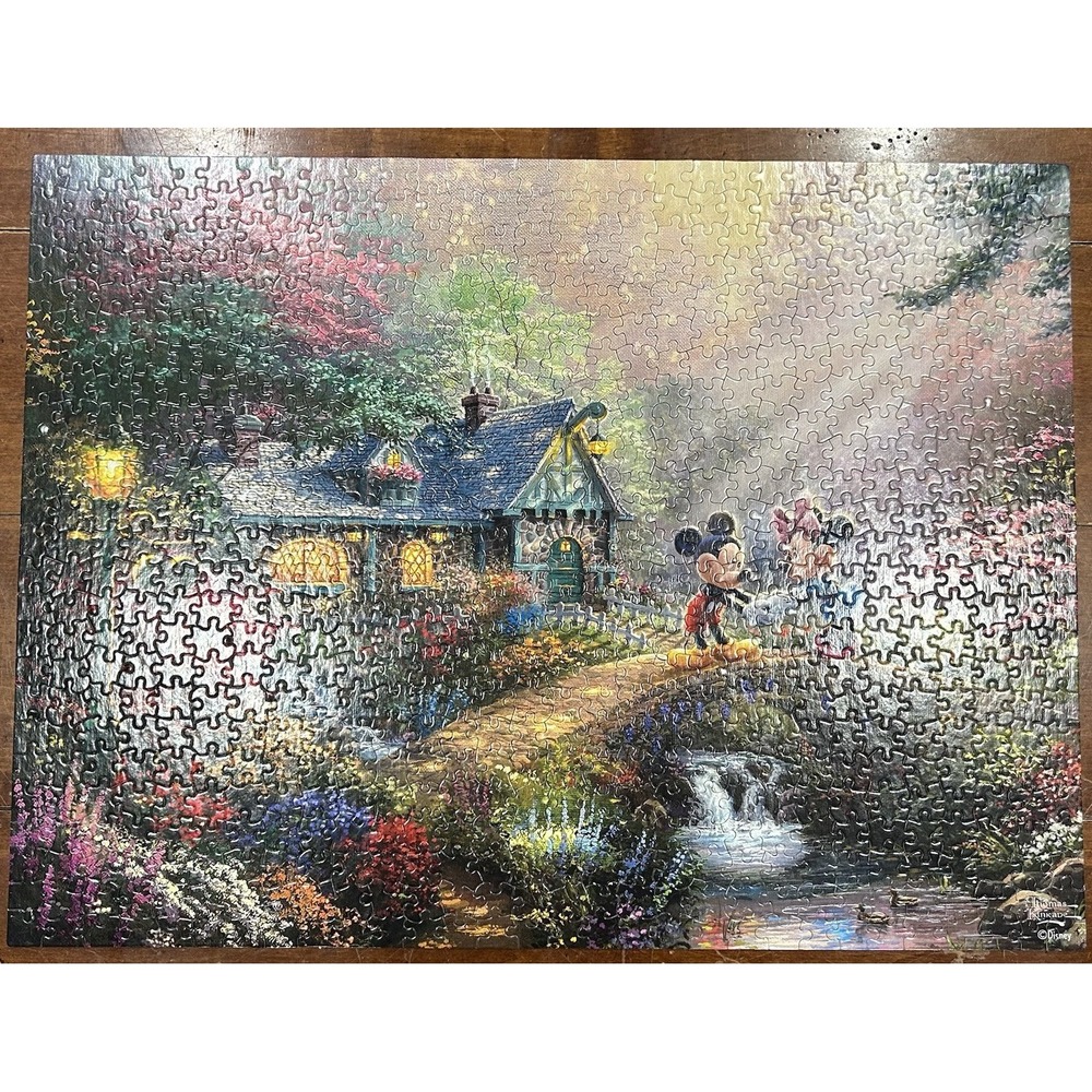Thomas Kinkade Painter Disney Mickey Mouse Minnie Mouse Jigsaw Puzzle 750 Piece